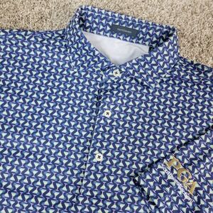 Turtleson Mens Large Blue AOP Cocktails Performance Stretch Golf Polo SS